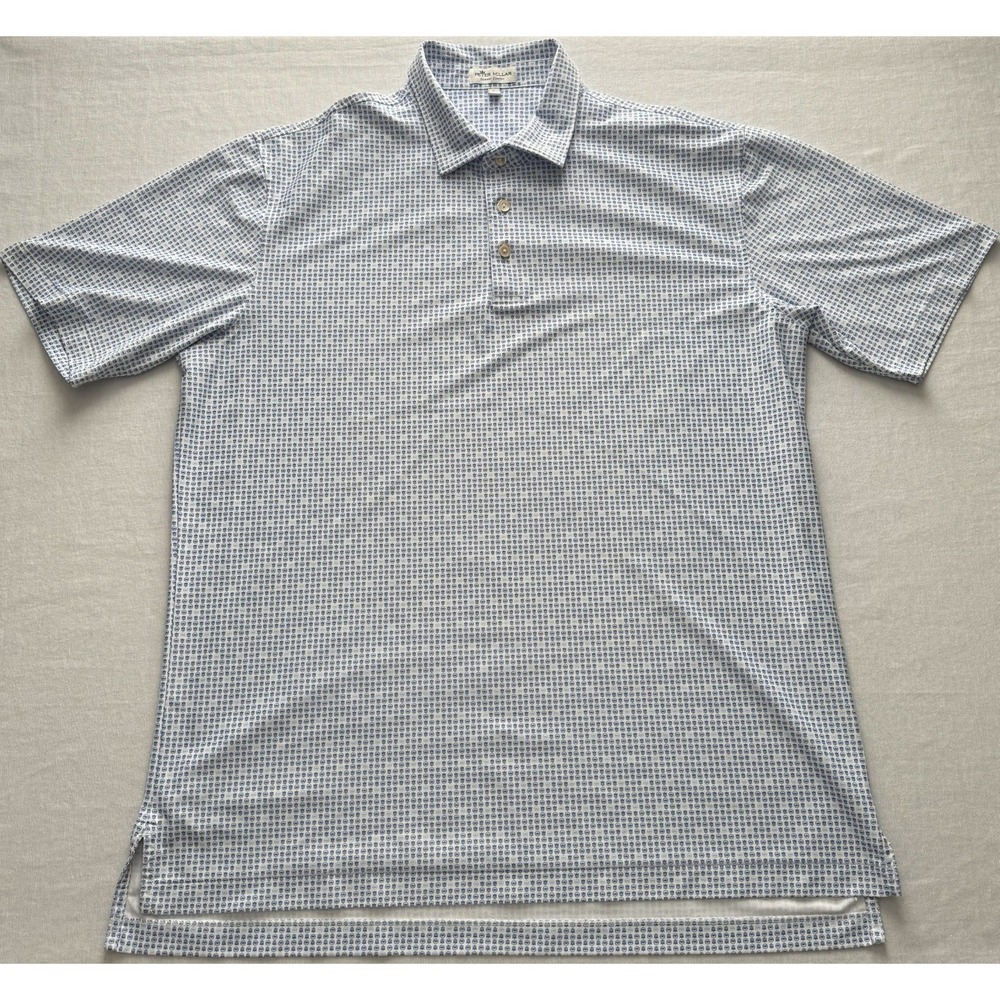 Peter Millar Summer Comfort Polo Shirt Mens Large Blue Golf Stretch